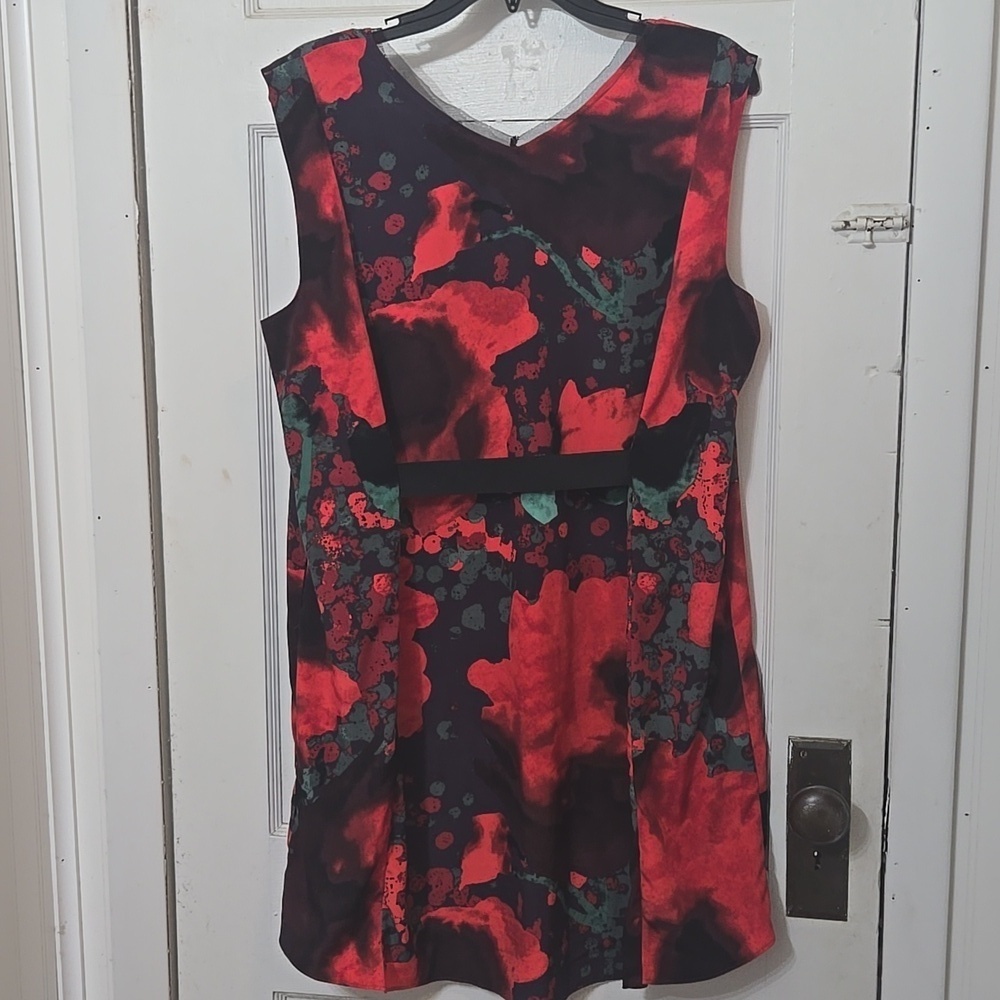 Simply Vera Wang Hi Lo Red and Black Sleeveless Dress Sequin Large W/pockets - Picture 5 of 7